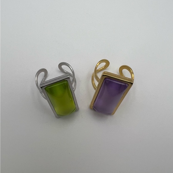 Elegant Rectangular Statement Rings - Classic Minimalist Ring - Picture 6 of 14